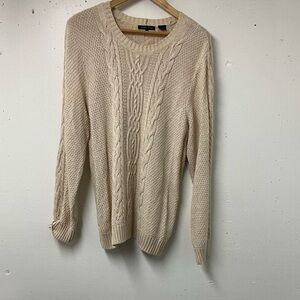 Jeanne Pierre Cream Cable Knit Cotton Sweater – Women’s XL